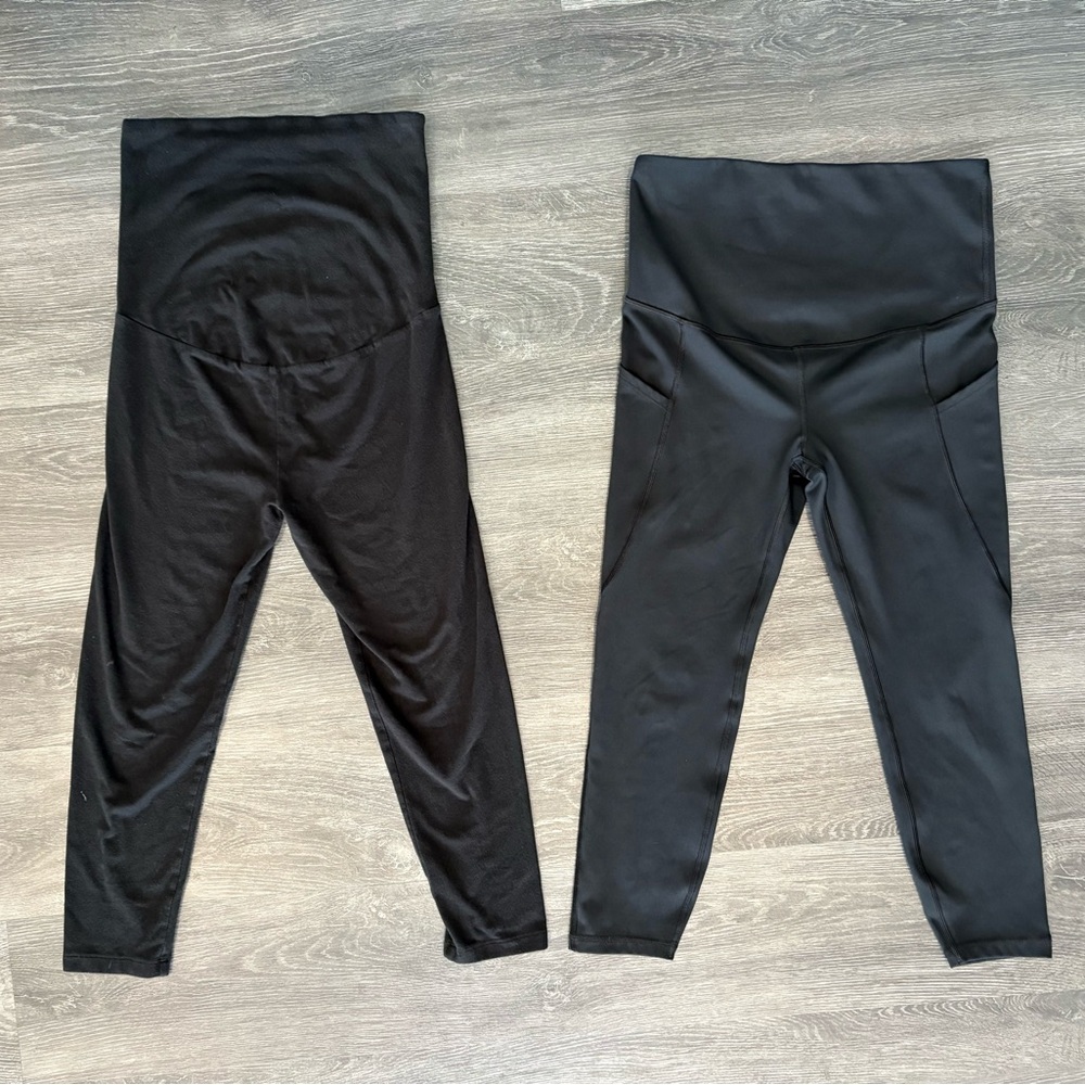 Gap maternity high waisted over the belly black leggings bundle size small